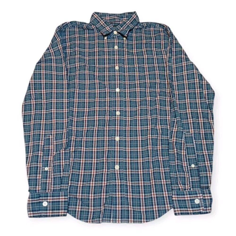 Abercrombie & Fitch Men's Blue/Red Plaid Button-Up Shirt Size M Casual Flannel